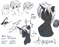 Size: 4096x3299 | Tagged: safe, artist:opalacorn, imported from derpibooru, oc, oc only, oc:ayreon, pony, unicorn, ear piercing, earring, eyebrow piercing, jewelry, male, piercing, reference sheet, solo, stallion