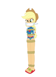 Size: 1280x1761 | Tagged: safe, artist:robukun, imported from derpibooru, applejack, human, equestria girls, equestria girls series, forgotten friendship, bondage, bound and gagged, cloth gag, clothes, gag, hat, rope, rope bondage, ropes, simple background, swimsuit, tied up, transparent background