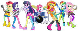 Size: 1118x455 | Tagged: safe, imported from twibooru, applejack, fluttershy, pinkie pie, rainbow dash, rarity, sci-twi, sunset shimmer, twilight sparkle, equestria girls, humane five, humane seven, humane six, image, png, solo