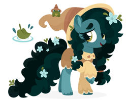 Size: 1024x809 | Tagged: safe, artist:kabuvee, imported from derpibooru, oc, earth pony, frog, pony, female, hat, mare, simple background, solo, transparent background, witch hat