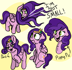 Size: 2137x2073 | Tagged: safe, artist:doodledonutart, imported from derpibooru, pipp petals, pegasus, pony, darling, female, folded wings, frown, g5, high res, mare, marelet, multeity, open mouth, open smile, pipp is short, pippy pie, sitting, sketch, smiling, solo, the new rarity, wings