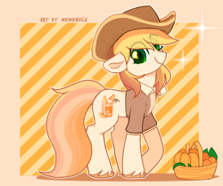 Size: 2352x1963 | Tagged: safe, artist:memengla, imported from derpibooru, oc, oc only, earth pony, pony, basket, hat, solo