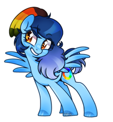 Size: 1545x1663 | Tagged: safe, artist:helithusvy, artist:klewgcg, imported from derpibooru, oc, pegasus, pony, base used, blue hair, commission, female, hat, mare, pegasus oc, simple background, solo, spread wings, transparent background, wings