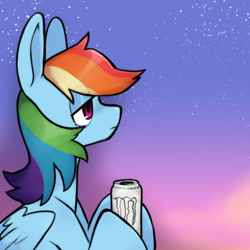 Size: 600x600 | Tagged: safe, artist:pyukumeru, imported from derpibooru, rainbow dash, pegasus, pony, can, energy drink, female, mare, monster energy, solo, stars