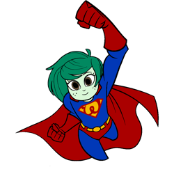 Size: 1000x1000 | Tagged: safe, artist:thatradhedgehog, imported from derpibooru, wallflower blush, human, equestria girls, dc comics, simple background, solo, superman, transparent background