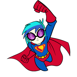 Size: 1000x1000 | Tagged: safe, artist:thatradhedgehog, imported from derpibooru, dj pon-3, vinyl scratch, human, equestria girls, dc comics, simple background, solo, superman, transparent background