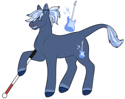 Size: 1280x1011 | Tagged: safe, artist:s0ftserve, imported from derpibooru, oc, oc only, oc:thundersnow, earth pony, pony, blind, cane, male, simple background, solo, stallion, transparent background