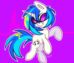 Size: 1080x918 | Tagged: safe, artist:derrewzeppeli, imported from derpibooru, dj pon-3, vinyl scratch, pony, unicorn, female, glasses, mare, signature, simple background, solo