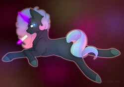 Size: 2000x1400 | Tagged: safe, artist:insanesanity, derpibooru exclusive, imported from derpibooru, oc, oc:murava, pony, unicorn, food, glowing, glowing eyes, glowing horn, horn, levitation, magic, simple background, solo, telekinesis