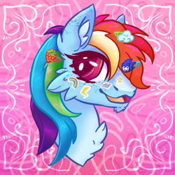 Size: 644x644 | Tagged: safe, artist:tabutalisman, imported from derpibooru, rainbow dash, pegasus, pony, bust, female, mare, open mouth, open smile, portrait, smiling, solo, sonic the hedgehog, sonic the hedgehog (series), sticker