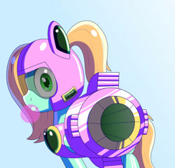 Size: 912x877 | Tagged: safe, artist:trackheadtherobopony, imported from derpibooru, oc, oc:goldheart, pony, robot, robot pony, bubblegum, food, gum, hoof cannon, pointing at you