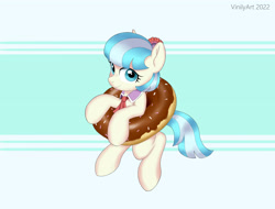 Size: 3480x2648 | Tagged: safe, artist:vinilyart, imported from derpibooru, coco pommel, earth pony, pony, cocobetes, cute, donut, female, food, looking at you, mare, smiling, solo