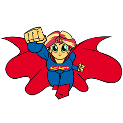 Size: 1000x1000 | Tagged: safe, alternate version, artist:thatradhedgehog, imported from derpibooru, sunset shimmer, human, equestria girls, dc comics, simple background, solo, superman, transparent background