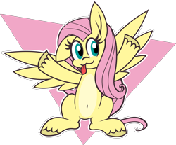 Size: 4437x3678 | Tagged: safe, artist:tridashie, imported from derpibooru, fluttershy, pegasus, pony, :3, :p, belly button, female, full body, g4.5, looking at you, mare, one ear down, pale belly, simple background, solo, tongue out, transparent background, unshorn fetlocks