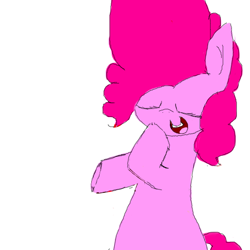 Size: 512x512 | Tagged: safe, artist:hattsy, pinkie pie, earth pony, eyes closed, female, mare, open mouth, raised hoof, simple background, smiling, white background