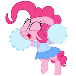 Size: 909x909 | Tagged: safe, artist:hattsy, pinkie pie, earth pony, pony, cheerleader, clothes, eyes closed, female, mare, open mouth, simple background, smiling, white background