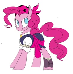 Size: 895x907 | Tagged: safe, artist:hattsy, pinkie pie, earth pony, pony, clothes, costume, female, looking up, mare, pirate, simple background, smiling, white background