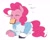 Size: 1923x1528 | Tagged: safe, artist:hattsy, pinkie pie, earth pony, pony, :), bread, clothes, dress, eyes closed, female, food, lying down, mare, mouth hold, simple background, smiling, white background