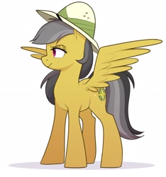 Size: 1784x1903 | Tagged: safe, artist:hattsy, daring do, pegasus, pony, female, frown, hat, looking away, mare, simple background, spread wings, white background, wings