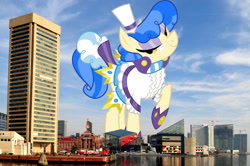 Size: 1599x1062 | Tagged: safe, artist:dashiesparkle, artist:jaredking779, imported from derpibooru, sapphire shores, earth pony, pony, baltimore, female, giant pony, giant sapphire shores, giant/macro earth pony, giantess, highrise ponies, irl, macro, mare, maryland, mega giant, photo, ponies in real life