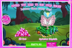 Size: 1553x1022 | Tagged: safe, idw, imported from derpibooru, advertisement, costs real money, gameloft, gem, it gives gems, maze, my little pony: magic princess, no pony, official, sale