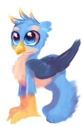 Size: 574x880 | Tagged: artist needed, source needed, safe, imported from derpibooru, gallus, griffon, season 8, spoiler:s08, no tail, simple background, solo, white background