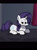 Size: 636x849 | Tagged: safe, artist:rainbrony, edit, imported from derpibooru, rarity, pony, unicorn, cropped, friday night funkin', funkin' is magic, game screencap, happy, kush, lidded eyes, lying down, smiling, solo