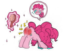 Size: 737x574 | Tagged: artist needed, safe, imported from derpibooru, pinkie pie, earth pony, pony, 4chan, abuse, balloonbutt, brush, butt, crying, eyes closed, female, filly, foal, hairbrush, pinkiebuse, plot, puddle, punishment, reddened butt, sad, simple background, solo, spank mark, spanked, spanking, tears of pain, white background, younger