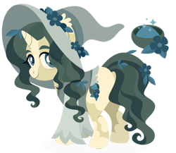 Size: 1024x888 | Tagged: safe, artist:kabuvee, imported from derpibooru, oc, oc only, pony, unicorn, clothes, cutie mark, female, hat, horn, lineless, mare, oc name needed, pony oc, simple background, solo, transparent background, unicorn oc, witch hat