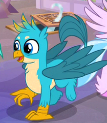 Size: 247x282 | Tagged: safe, imported from derpibooru, screencap, gallus, silverstream, griffon, season 8, what lies beneath, spoiler:s08, adorable face, cropped, cute, gallabetes, happy, offscreen character, solo focus