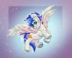 Size: 1502x1198 | Tagged: safe, artist:avui, imported from derpibooru, oc, oc only, pegasus, flying, heterochromia, looking at you, pegasus oc, solo, spread wings, unshorn fetlocks, wings