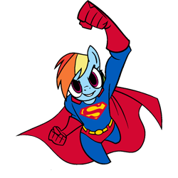 Size: 1000x1000 | Tagged: safe, artist:thatradhedgehog, imported from derpibooru, rainbow dash, anthro, dc comics, simple background, solo, superman, transparent background