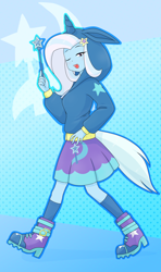 Size: 2400x4060 | Tagged: safe, artist:batipin, imported from derpibooru, trixie, human, equestria girls, clothes, cute, cute little fangs, fangs, female, hoodie, open mouth, solo