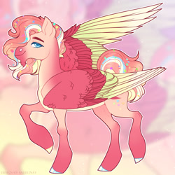 Size: 1280x1280 | Tagged: safe, artist:sadelinav, imported from derpibooru, oc, oc:joyful song, pegasus, pony, colored wings, male, multicolored wings, solo, stallion, wings