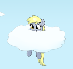 Size: 801x756 | Tagged: safe, artist:heretichesh, imported from derpibooru, derpy hooves, pegasus, pony, cloud, cute, derpabetes, derpy being derpy, female, filly, filly derpy, foal, happy, simple background, sky, solo, stuck, stuck in a cloud, younger