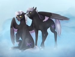 Size: 2000x1500 | Tagged: safe, artist:mirtalimeburst, imported from derpibooru, oc, oc only, changeling, pegasus, pony, disguise, disguised changeling, pegasus oc, self paradox, self ponidox