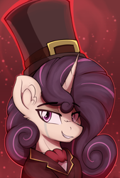 Size: 3272x4836 | Tagged: safe, artist:czu, imported from derpibooru, oc, oc only, oc:charm, pony, unicorn, battleblock theater, bust, clothes, crying, hat, hatty hattington, high res, male, solo, top hat