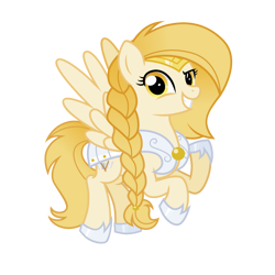 Size: 2048x2048 | Tagged: safe, imported from derpibooru, oc, oc only, pegasus, braid, fantasy class, female, flying, gold, guard, guardsmare, mare, pegasus oc, royal guard, simple background, solo, spread wings, transparent background, warrior, wings, yellow eyes, yellow mane