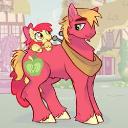Size: 857x857 | Tagged: safe, artist:ducktbm, imported from derpibooru, apple bloom, big macintosh, earth pony, pony, brother and sister, duo, female, filly, foal, male, siblings, stallion, unshorn fetlocks