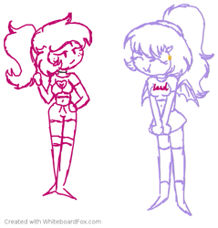 Size: 513x537 | Tagged: safe, artist:fuckomcfuck, imported from derpibooru, oc, oc only, oc:princess, oc:sweet tart, human, equestria girls, bat wings, duo, female, humanized, oc x oc, shipping, simple background, sketch, white background, whiteboard fox, wings