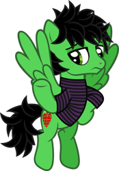 Size: 914x1317 | Tagged: safe, artist:lightningbolt, derpibooru exclusive, imported from derpibooru, pegasus, pony, .svg available, billie joe armstrong, clothes, eyeliner, flying, green day, hoof on hip, lidded eyes, makeup, male, messy mane, messy tail, nose piercing, piercing, ponified, raised hoof, shirt, show accurate, simple background, solo, stallion, stripes, svg, t-shirt, tail, transparent background, underhoof, vector