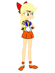 Size: 3072x4096 | Tagged: safe, artist:rollyagami02, imported from derpibooru, applejack, human, equestria girls, boots, clothes, clothes swap, cosplay, costume, gloves, motorcross, pixiv, sailor honesty, sailor moon, sailor venus, shoes, simple background, solo, transparent background