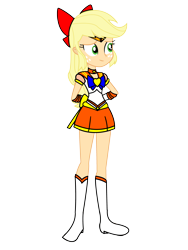 Size: 3072x4096 | Tagged: safe, artist:rollyagami02, imported from derpibooru, applejack, human, equestria girls, clothes, clothes swap, cosplay, costume, pixiv, sailor honesty, sailor moon, sailor venus, simple background, solo, transparent background