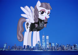 Size: 2950x2094 | Tagged: safe, artist:cheezedoodle96, artist:jaredking779, edit, imported from derpibooru, inky rose, pegasus, pony, female, giant pegasus, giant pony, giantess, high res, highrise ponies, irl, macro, manhattan, mare, mega giant, new york, new york city, photo, ponies in real life, spread wings, wings