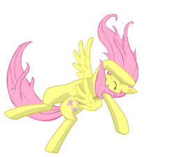 Size: 800x720 | Tagged: safe, artist:heart0fthestorm, imported from derpibooru, fluttershy, pegasus, pony, animated, eyes closed, faint, falling, female, mare, simple background, solo, spread wings, transparent background, wings