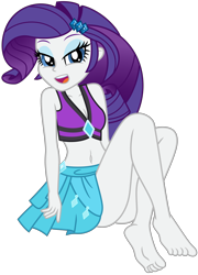 Size: 4909x6835 | Tagged: safe, alternate version, artist:emeraldblast63, imported from derpibooru, rarity, human, equestria girls, equestria girls series, forgotten friendship, absurd resolution, ass, barefoot, bedroom eyes, belly button, bikini, breasts, butt, cleavage, clothes, eyebrows, eyeshadow, feet, female, fixed, looking at you, makeup, midriff, open mouth, rarity's blue sarong, rarity's purple bikini, rearity, sarong, sexy, simple background, sitting, solo, stupid sexy rarity, swimsuit, transparent background