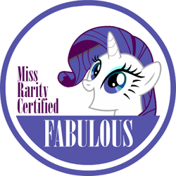 Size: 350x350 | Tagged: safe, artist:sparklepeep, imported from derpibooru, rarity, pony, unicorn, eyeshadow, female, horn, makeup, mare, open mouth, open smile, seal of approval, simple background, smiling, solo, text, white background