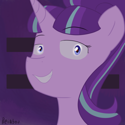 Size: 3000x3000 | Tagged: safe, artist:reinbou, imported from derpibooru, starlight glimmer, pony, unicorn, looking at you, simple background, smiling, smiling at you, solo
