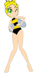 Size: 265x547 | Tagged: safe, artist:abbylikesskittles, artist:pupkinbases, imported from derpibooru, bee, human, insect, equestria girls, antennae, clothes, female, leotard, looking at you, maya the bee, one eye closed, simple background, smiling, transparent background, wings, wink