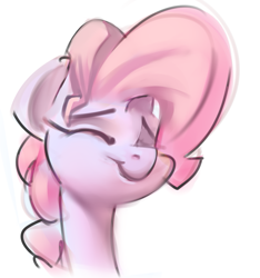 Size: 807x861 | Tagged: safe, artist:applepost67, imported from derpibooru, pinkie pie, earth pony, pony, bust, eyes closed, female, mare, simple background, smiling, solo, white background